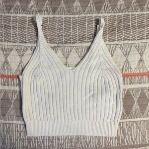 Roxy White Ribbed Crop Top